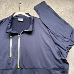 RefrigiWear Men's Navy Blue Performance‎ Half Zip Pullover Sweatshirt 4XL
